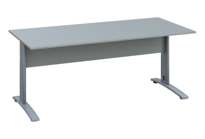 EPK 28 - 18 stůl kancelářský, kovová podnož stříbrná, deska 25 mm, široký 1800 mm, šedá